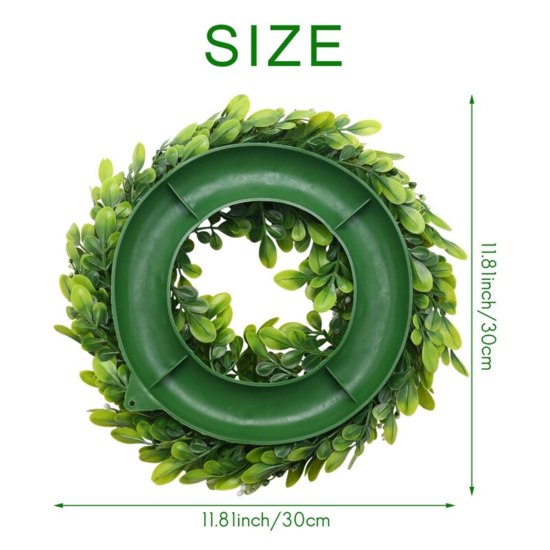 2 csomag mesterséges puszpáng koszorú mesterséges zöld leveles koszorú bejárati ajtó függő koszorú díszítés, 10 hüvelyk