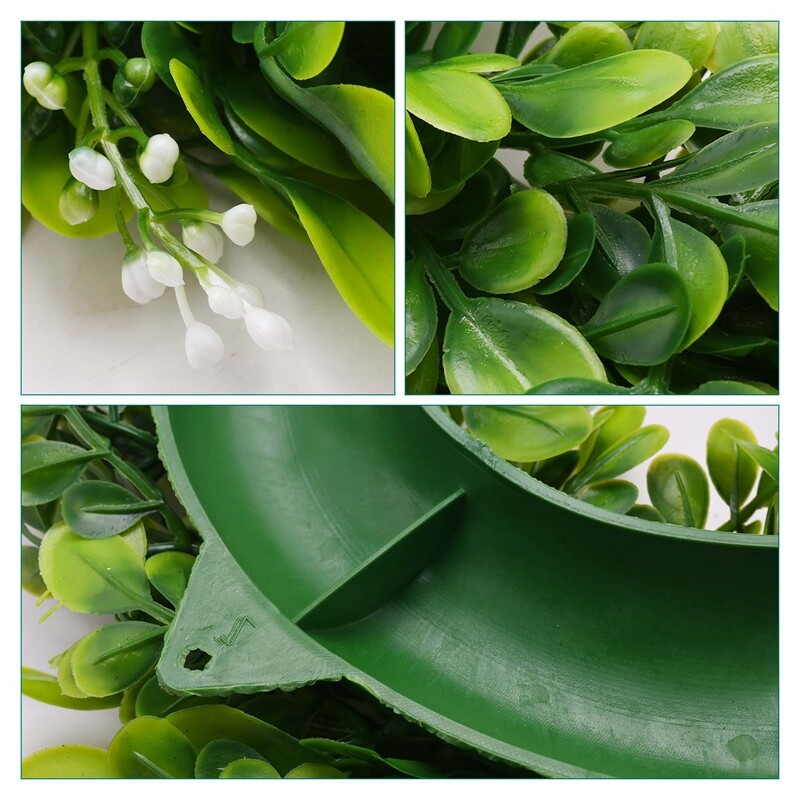 2 csomag mesterséges puszpáng koszorú mesterséges zöld leveles koszorú bejárati ajtó függő koszorú díszítés, 10 hüvelyk