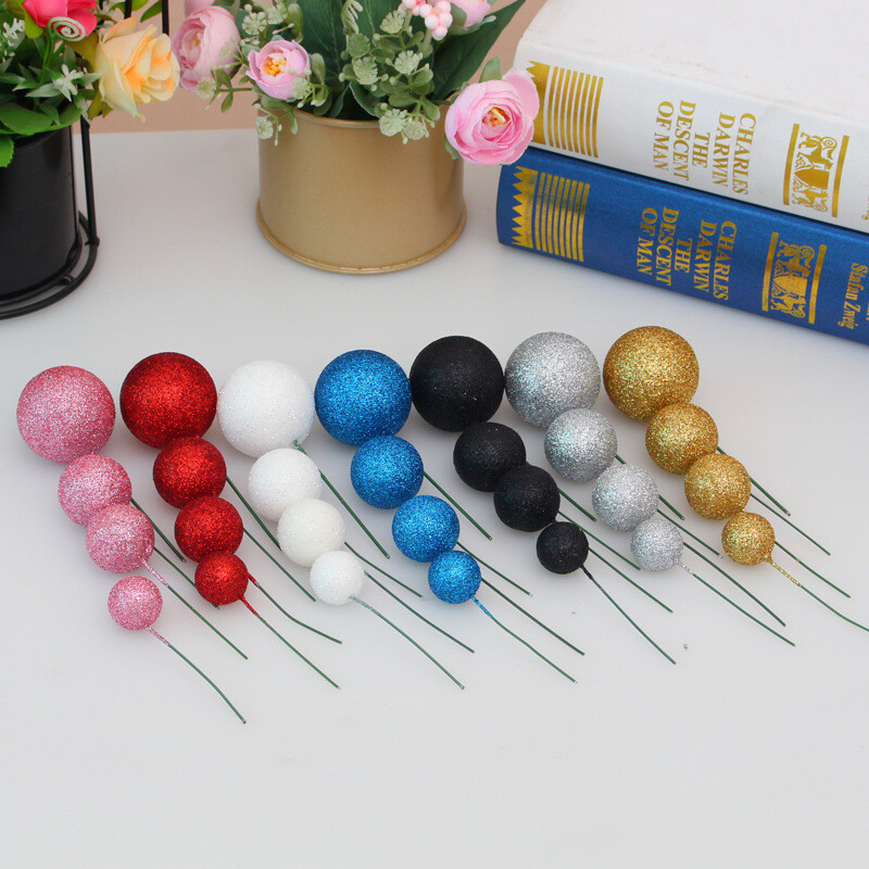 20db Glitter Ball Boldog születésnapi tortafeltét rózsaszín arany esküvői party ajándék tortalapok karácsonyi parti desszert dekorációhoz