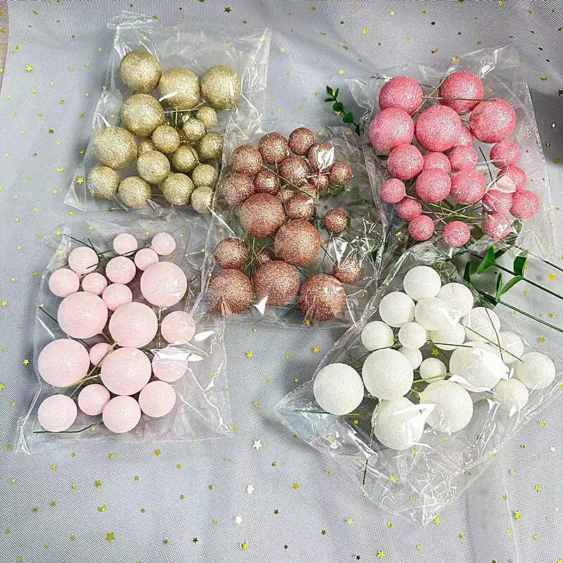 20db Glitter Ball Boldog születésnapi tortafeltét rózsaszín arany esküvői party ajándék tortalapok karácsonyi parti desszert dekorációhoz