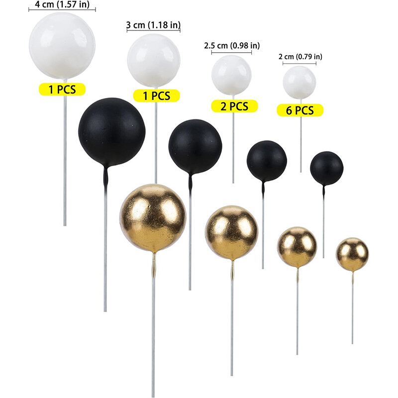 30 τμχ Τούρτες χρυσό μαύρο λευκό DIY Ένθετο για τούρτα με μπάλα με αφρό στολίδια Επέτειος γάμου Προμήθειες για πάρτι γενεθλίων