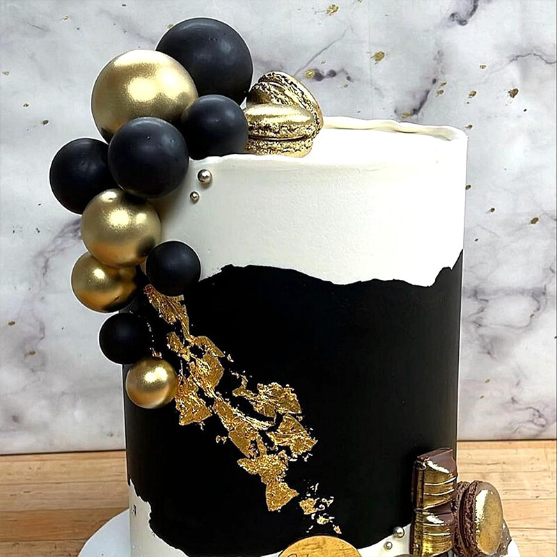 30 τμχ Τούρτες χρυσό μαύρο λευκό DIY Ένθετο για τούρτα με μπάλα με αφρό στολίδια Επέτειος γάμου Προμήθειες για πάρτι γενεθλίων