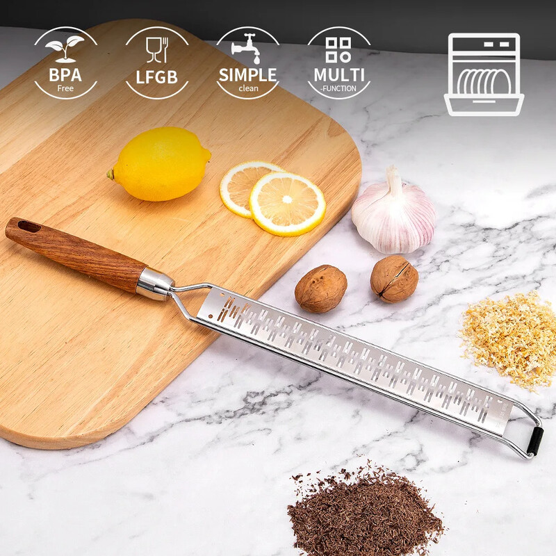 Zester și răzătoare cu mâner din lemn premium, eficient și ușor de utilizat, unealtă ideală de bucătărie, perfectă pentru bucătari și bucătari deopotrivă.