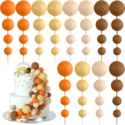 48db Narancssárga tortadíszek Golyók Tortafedő Születésnapi Party Esküvői Torta díszítéshez (narancs, sárga, sárgabarack, khaki)