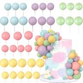 50db Rainbow Cake Topper Balls Macaron Balls Tortafeltétek születésnapi tortadíszítéshez Babazuhany Esküvői Party kellékek