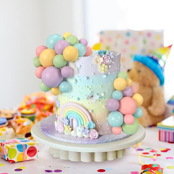 50 бр Rainbow Cake Topper Balls Macaron Balls Cake Toppers за декорация на торта за рожден ден Baby Shower Консумативи за сватбено тържество