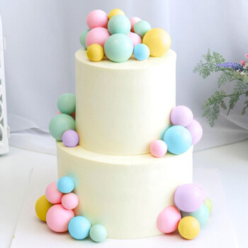 50 бр Rainbow Cake Topper Balls Macaron Balls Cake Toppers за декорация на торта за рожден ден Baby Shower Консумативи за сватбено тържество