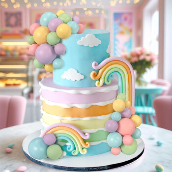 50 бр Rainbow Cake Topper Balls Macaron Balls Cake Toppers за декорация на торта за рожден ден Baby Shower Консумативи за сватбено тържество