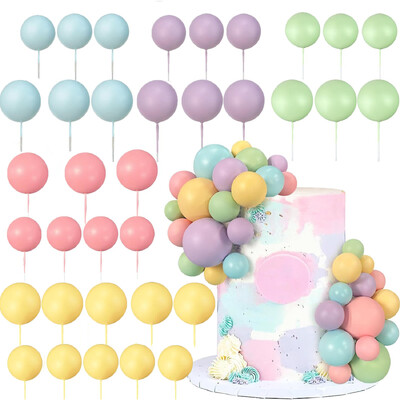 50 τμχ Rainbow Cake Topper Balls Macaron Balls Cake Toppers για διακόσμηση τούρτας γενεθλίων Προμήθειες γάμου για ντους μωρών