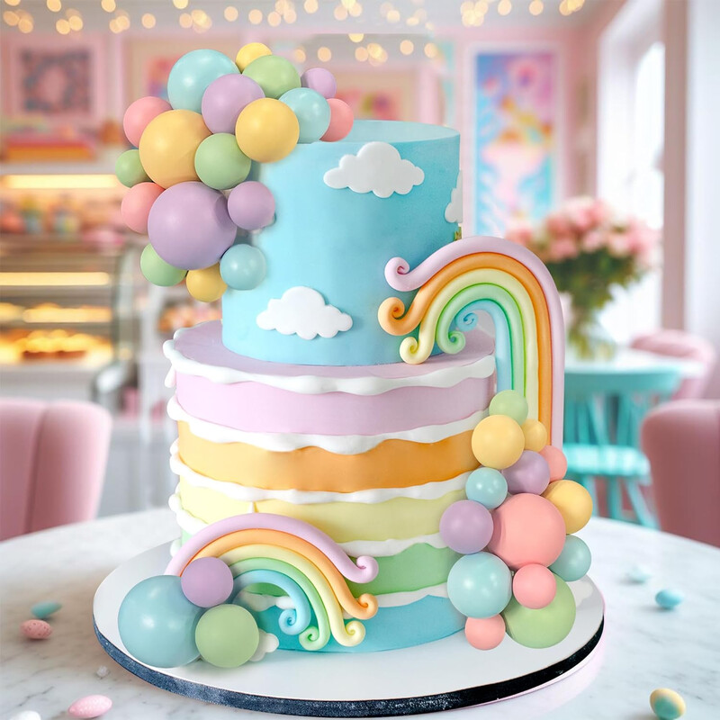 50 τμχ Rainbow Cake Topper Balls Macaron Balls Cake Toppers για διακόσμηση τούρτας γενεθλίων Προμήθειες γάμου για ντους μωρών