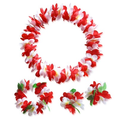 Hawaii Művirág Füzér Színes Virágok Nyaklánc Fejpánt Beach Leis Nyaklánc Aloha Téma Kellékek Születésnapi Koszorú