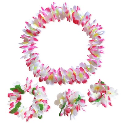 Hawaii Művirág Füzér Színes Virágok Nyaklánc Fejpánt Beach Leis Nyaklánc Aloha Téma Kellékek Születésnapi Koszorú