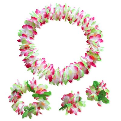 Hawaii Művirág Füzér Színes Virágok Nyaklánc Fejpánt Beach Leis Nyaklánc Aloha Téma Kellékek Születésnapi Koszorú