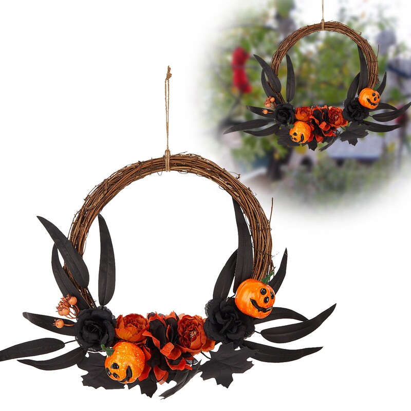 Virágkoszorú Halloween Party koszorú a bejárati udvaron beltéri és kültéri dekorációkhoz