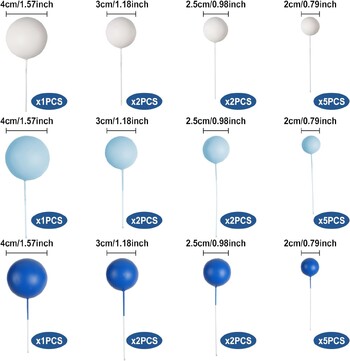 30 бр. Декорации за торта с топки Парти за рожден ден Сватбена декорация Топпер за торта със сини бели тъмносини балони за фестивали