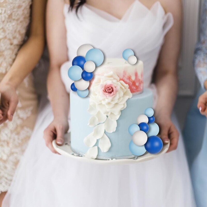 30 db golyós torta dekoráció születésnapi parti esküvői dekoráció torta tetejére kék fehér sötétkék léggömbökkel fesztiválokra