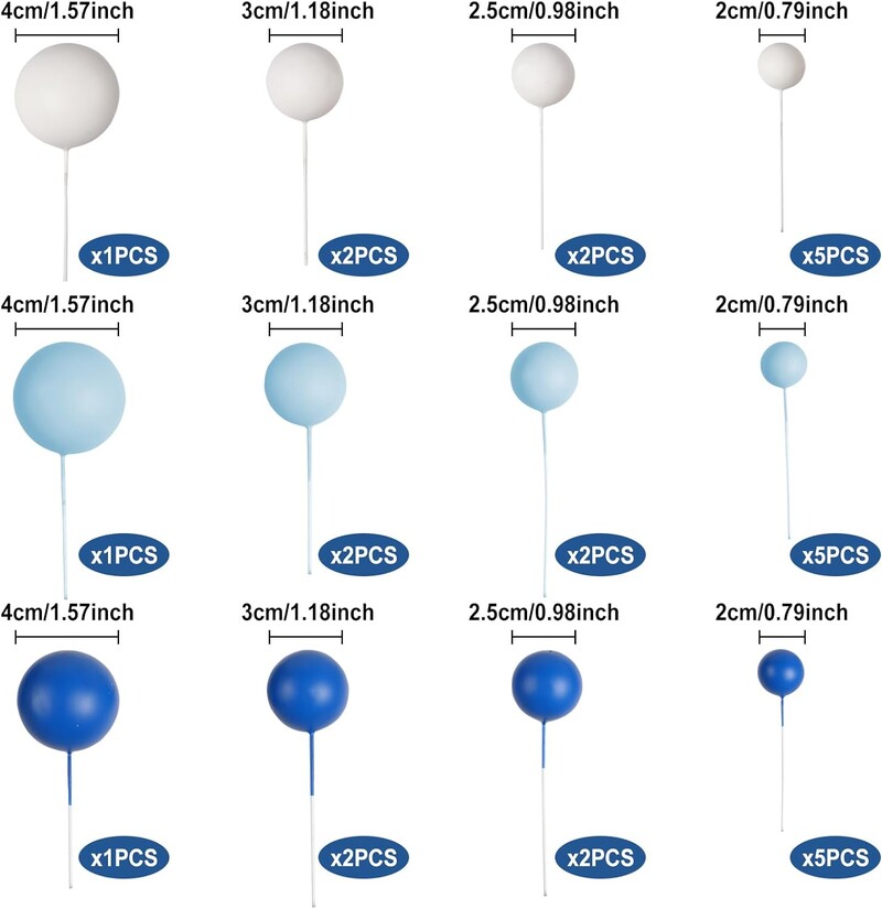 30 db golyós torta dekoráció születésnapi parti esküvői dekoráció torta tetejére kék fehér sötétkék léggömbökkel fesztiválokra