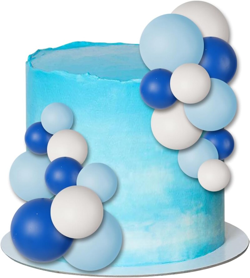 30 db golyós torta dekoráció születésnapi parti esküvői dekoráció torta tetejére kék fehér sötétkék léggömbökkel fesztiválokra