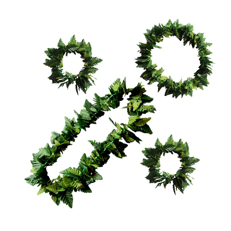 4 db trópusi hawaii nyaklánc leveles nyaklánc hawaii hula fejpánt karkötők készletek kiegészítők tánc virágfüzér