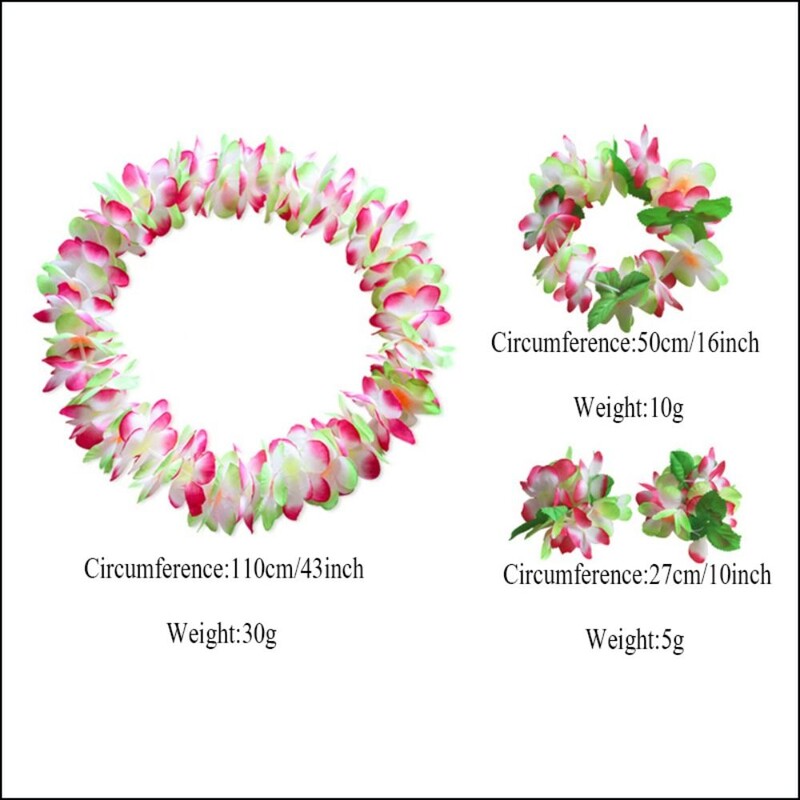 Party kellékek Hawaii művirág Garland Tropical Beach Színes virágok Nyaklánc Fejpánt Aloha tematikus jelmez