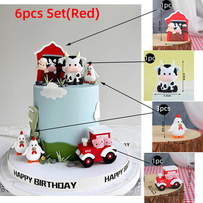 Farm Critters Cake Topper Yaks Ponies Sheep Piglets Chickens Farm Greenhouse Ξύλινο Σπίτι Αγόρι Κορίτσι Διακοσμήσεις τούρτας γενεθλίων