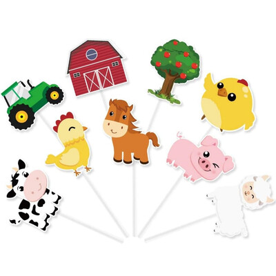 Farm Animal Cake Topper Cartoon Farm Cake Decor για πάρτι Προμήθειες για Παιδιά Γενέθλια Baby Shower Barnyard Cupcake Topper Decorations