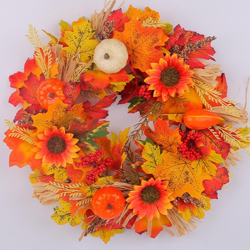 Tartós hálaadási dekoráció őszi stílusú koszorú őszi betakarítási koszorúkészlet bejárati ajtóhoz otthoni fali dekorációhoz parasztházhoz