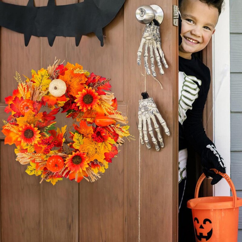 Tartós hálaadási dekoráció őszi stílusú koszorú őszi betakarítási koszorúkészlet bejárati ajtóhoz otthoni fali dekorációhoz parasztházhoz