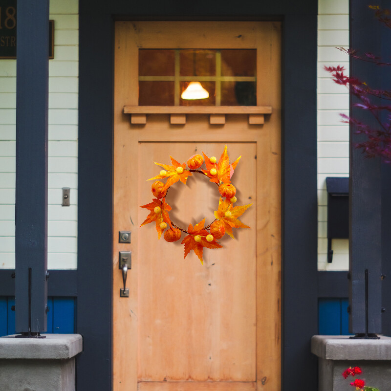 Tök juharlevél koszorú gyertyagyűrű mesterséges koszorú bejárati ajtó faldísz Halloween party gyertyatartó otthoni asztaldísz
