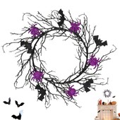 Halloween Spider Wreath Spooky Bat Spider Halloween Branch στεφάνι Creepy Handmade Spider Τεχνητό στεφάνι για εξωτερικό σπίτι
