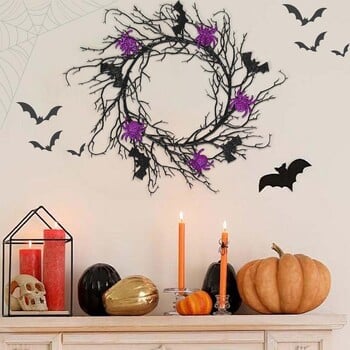 Halloween Spider Wreath Spooky Bat Spider Halloween Branch στεφάνι Creepy Handmade Spider Τεχνητό στεφάνι για εξωτερικό σπίτι