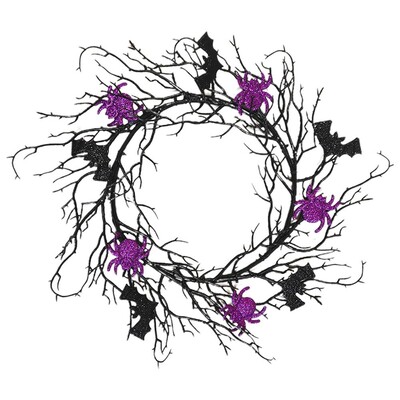 Halloween Spider Wreath Spooky Bat Spider Halloween Branch στεφάνι Creepy Handmade Spider Τεχνητό στεφάνι για εξωτερικό σπίτι