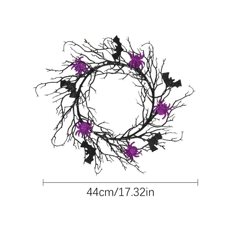 Halloweeni pókkoszorú Kísérteties denevérpók Halloween ág koszorú hátborzongató kézzel készített pókkoszorú kültéri otthonra