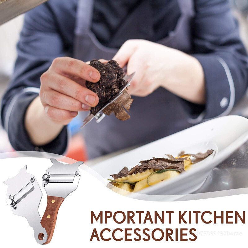 Tăiător de trufe reglabil din oțel inoxidabil Răzătoare profesională pentru trufe Mașină de ras brânza cu mâner din lemn de trandafir Ustensile de bucătărie