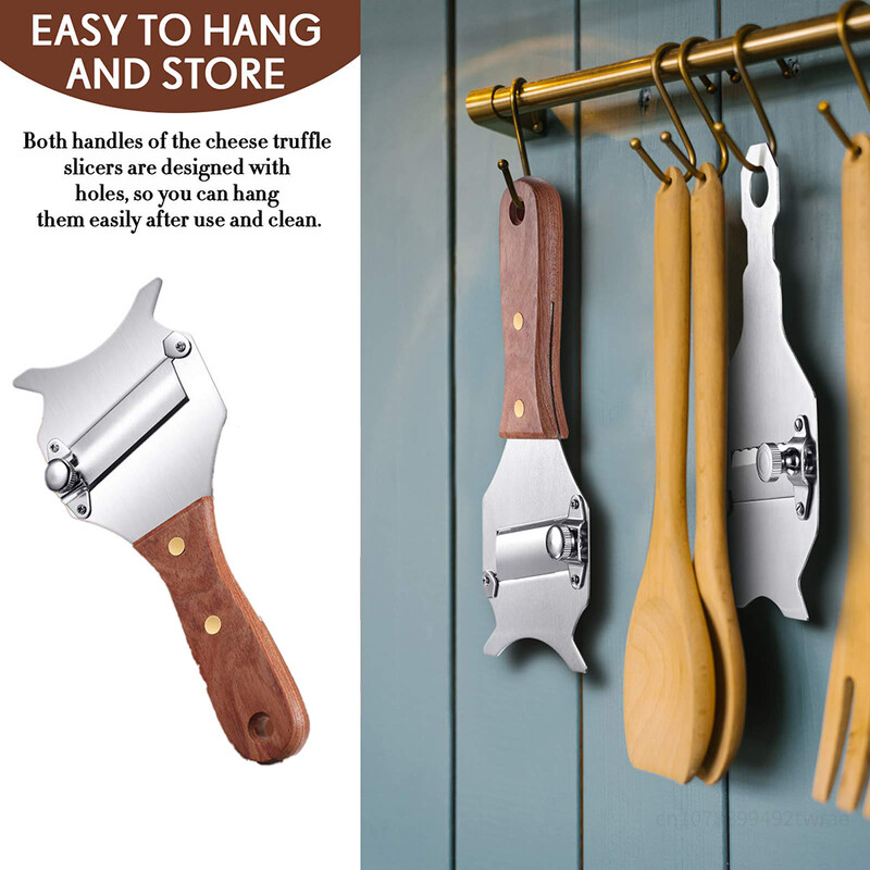 Tăiător de trufe reglabil din oțel inoxidabil Răzătoare profesională pentru trufe Mașină de ras brânza cu mâner din lemn de trandafir Ustensile de bucătărie