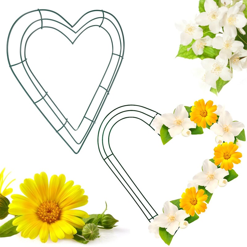 3 csomagos szív fémkoszorú, 12 hüvelykes szív alakú drótkoszorúkeret otthoni esküvőhöz Valentin-napi barkácsoláshoz