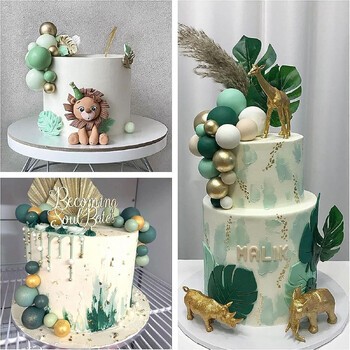 32Pcs Green Ball Cake Topper Мини балони Пръчици Топки от пяна Cake Picks Cake Topper за сватбено тържество Декорация на торта за рожден ден