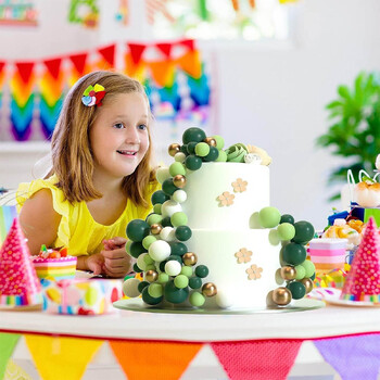 32Pcs Green Ball Cake Topper Мини балони Пръчици Топки от пяна Cake Picks Cake Topper за сватбено тържество Декорация на торта за рожден ден