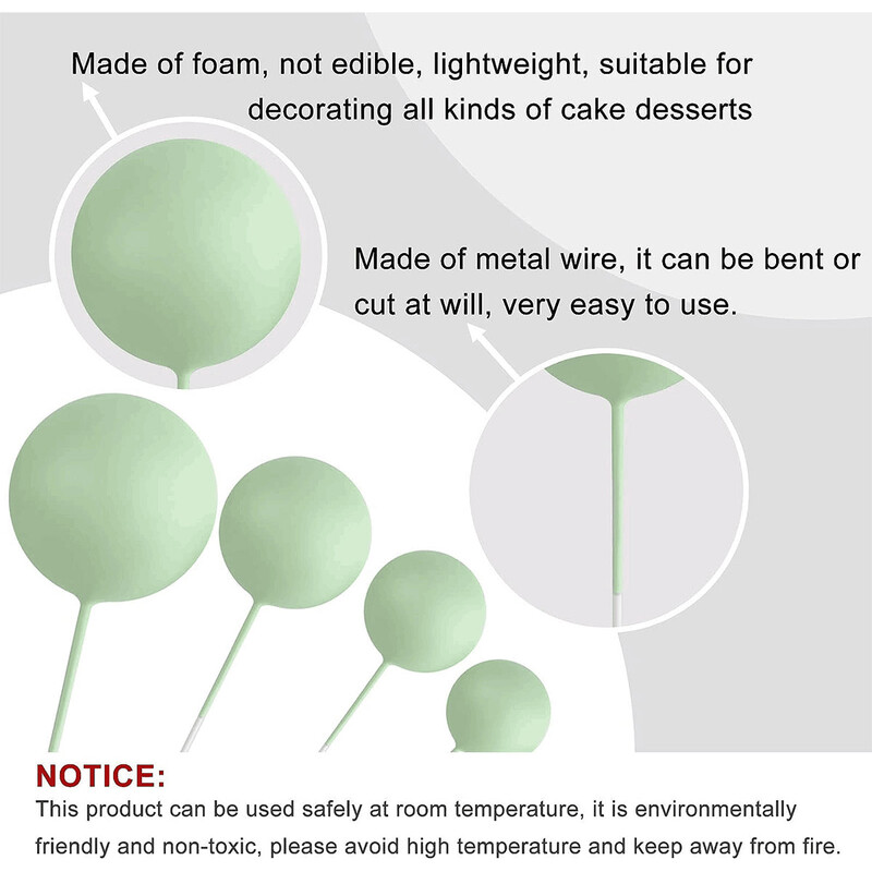 32db Green Ball tortafeltöltő mini lufi pálcikák habgolyók tortafelvonó esküvői partira Születésnapi tortadíszítés
