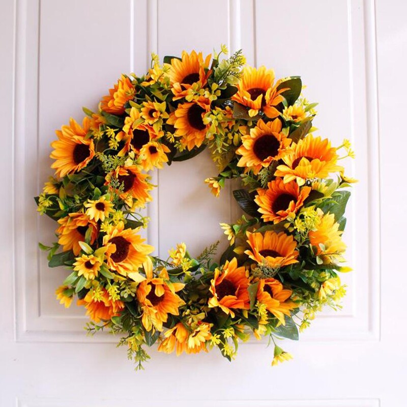 16"-os mesterséges koszorú elülső kültéri ablakfal dekorációhoz