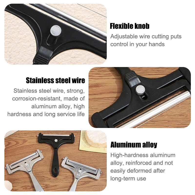 Tăiător de brânză cu sârmă Tăiător de brânză reglabil Tăiător de unt de brânză din oțel inoxidabil de rezistență pentru brânzeturi moi și semi-tare