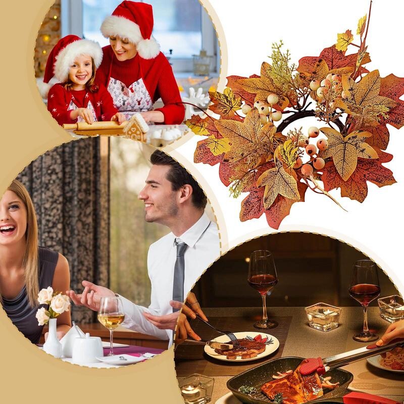 Őszi gyertyagyűrű pillér műgyertya füzér dekorációhoz mini őszi koszorú rusztikus őszi gyertyatartó bár otthoni bulihoz