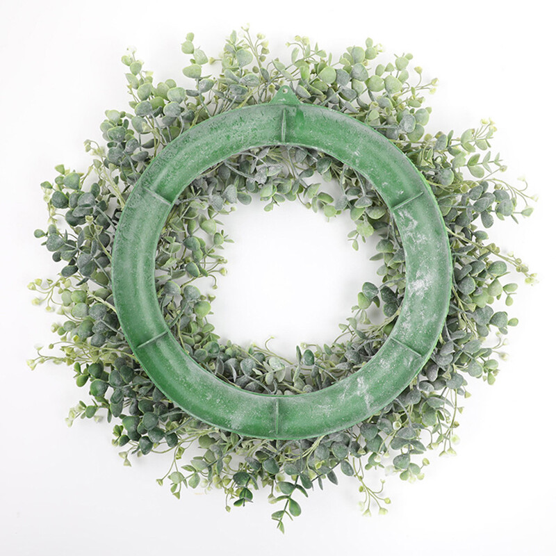50 cm eukaliptusz koszorú bejárati ajtó koszorú zöld levelek koszorú tavaszi ajtó koszorú kültéri mesterséges zöld függő koszorú