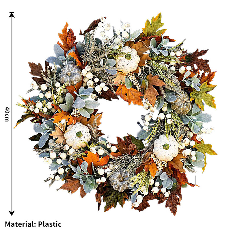 Halloween őszi őszi dekorációs koszorú a bejárati ajtóhoz sütőtök juharlevél virágfüzér a hálaadási betakarítás otthoni dekorációjához