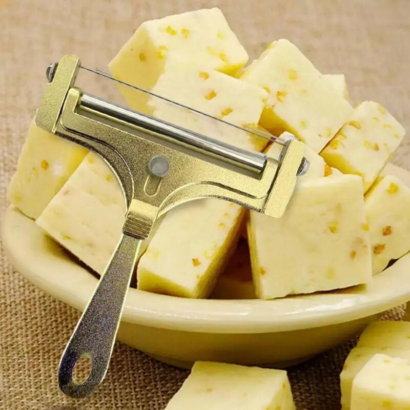 Tăiător de brânză cu sârmă și rolă din oțel inoxidabil Tăiător manual de bucătărie reglabil Răzătoare de unt de brânză Tăiător de grosime Che W9L5
