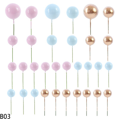 32 τμχ Ροζ Λευκό Χρυσό Μπάλα Κέικ Topper Ball Happy Birthday Cake Topper DIY Cupcake Flag For Baby Shower Birthday Party Cake Decor