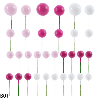 32 τμχ Ροζ Λευκό Χρυσό Μπάλα Κέικ Topper Ball Happy Birthday Cake Topper DIY Cupcake Flag For Baby Shower Birthday Party Cake Decor