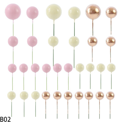 32 τμχ Ροζ Λευκό Χρυσό Μπάλα Κέικ Topper Ball Happy Birthday Cake Topper DIY Cupcake Flag For Baby Shower Birthday Party Cake Decor
