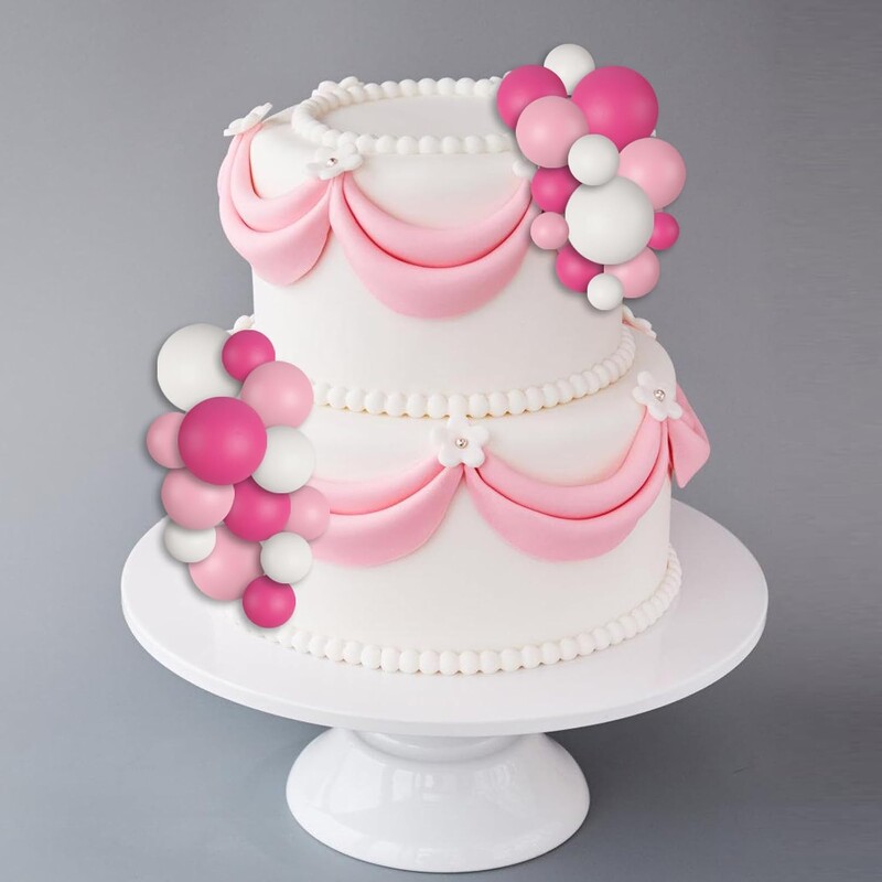 30 db DIY torta betét golyós torta csákány Cupcake topper születésnapi buli esküvői dekorációs kellékei (rózsaszín fehér sötét rózsaszín)