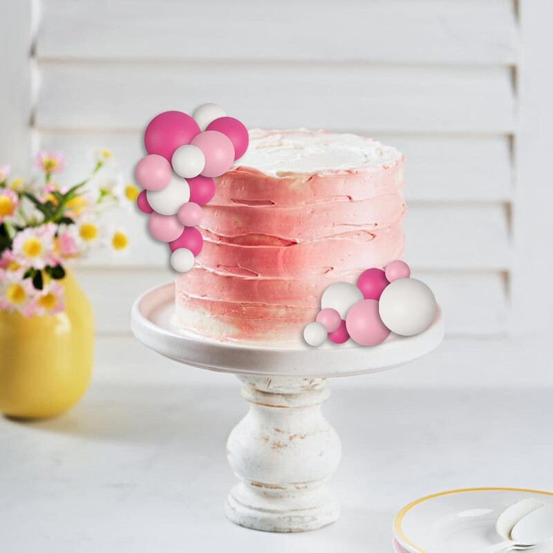 30 db DIY torta betét golyós torta csákány Cupcake topper születésnapi buli esküvői dekorációs kellékei (rózsaszín fehér sötét rózsaszín)